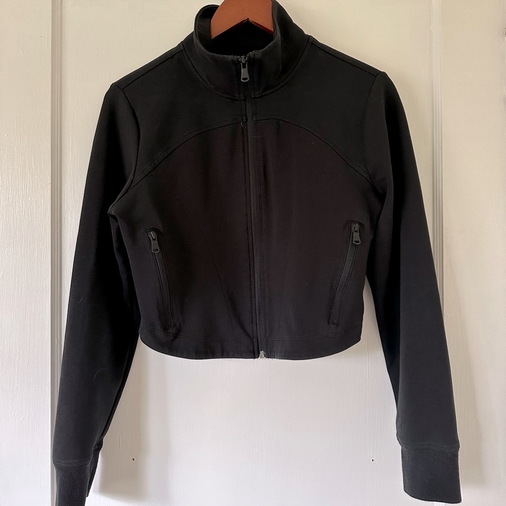 Old Navy women’s dynamic fleece crop zip jacket black